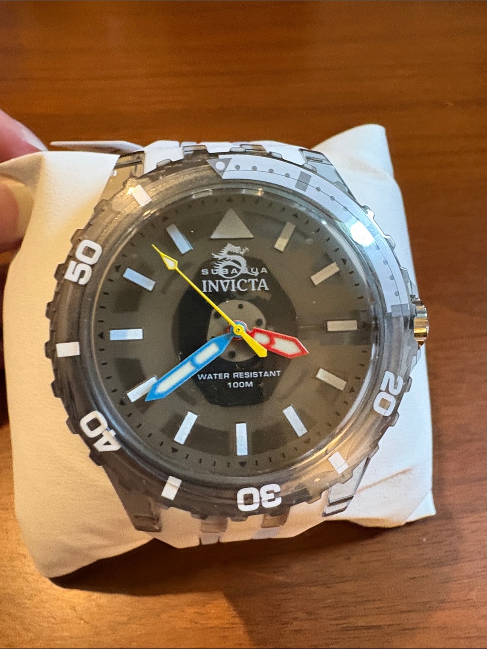 Invicta Gray Dial Watch with White Strap and Multicolor Hands